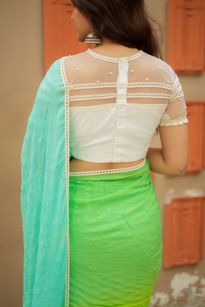 White embroidery hand work blouse(only blouse)