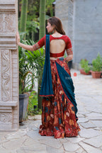 Maroon kalamkari handwork lehenga