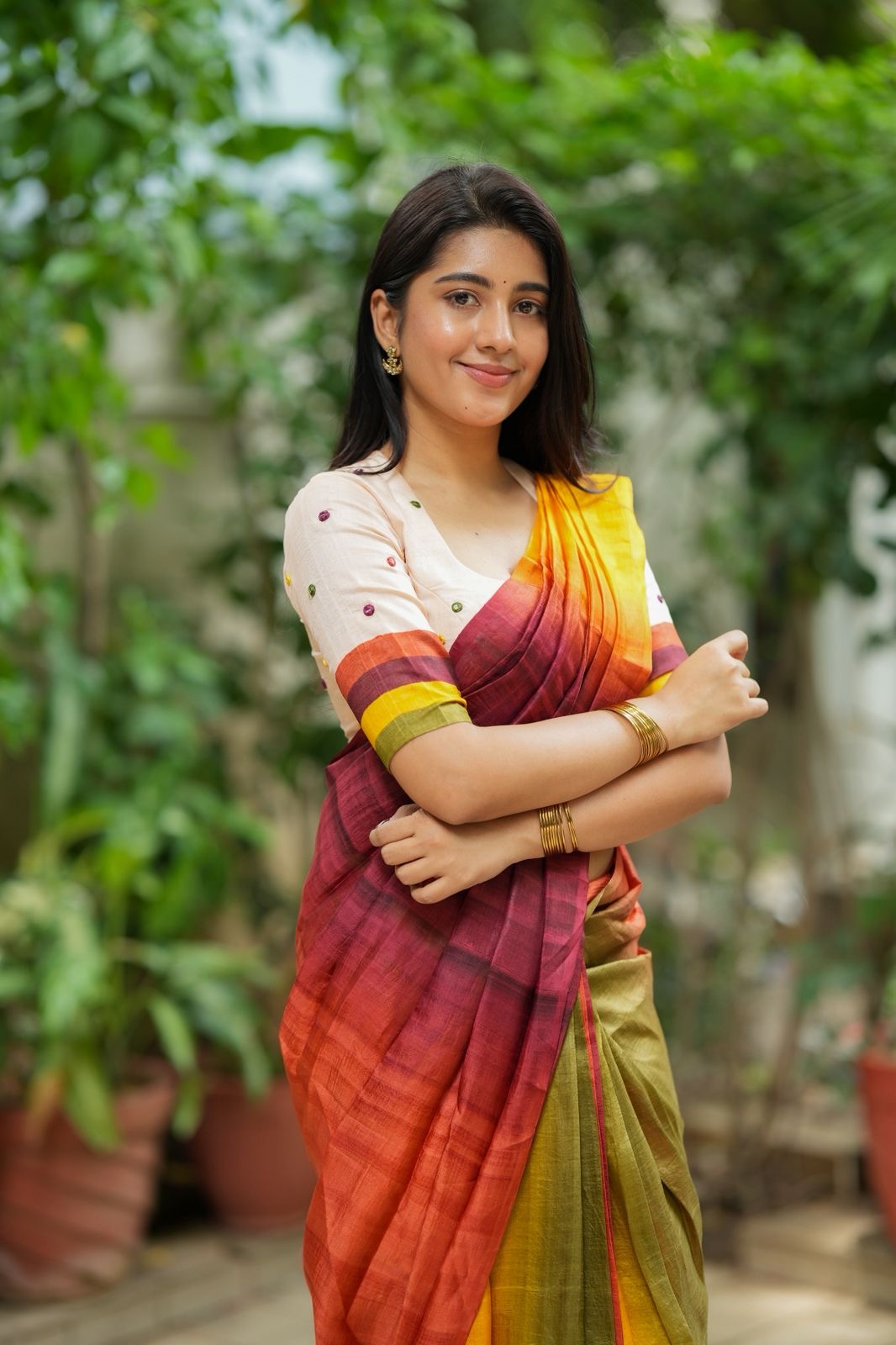 Multi pure tussar silk saree