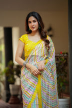 Multi viscose jute saree with hand work blouse
