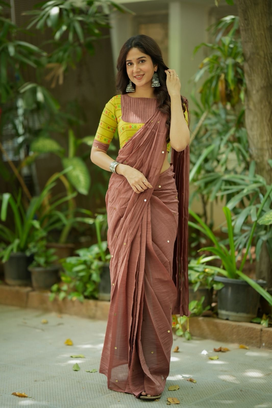 Lime yellow floral print blouse (Only blouse)