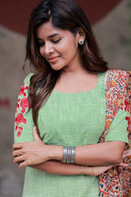 Green cotton 3 piece salwar set