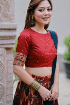 Maroon kalamkari handwork lehenga