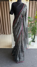 Black silk sleeve bird hand work blouse ( Only Blouse )