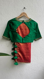 Stoned green silk hand work blouse (Only blouse)