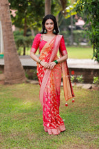 Multi banarasi georgette saree with hand work blouse