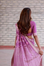 Cheryl pink georgette saree with patterned blouse