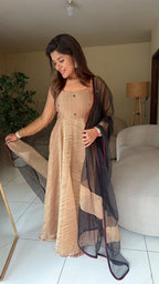 Gold tissue embroidery salwar set