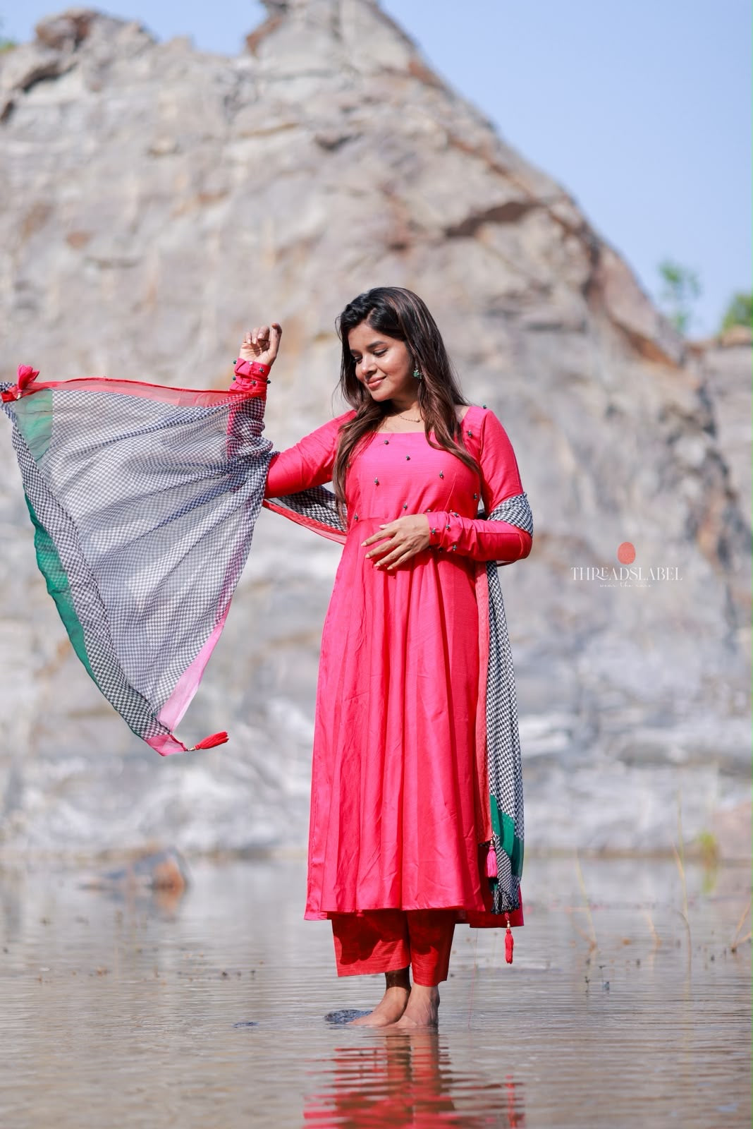 Pink silk embroidery salwar set