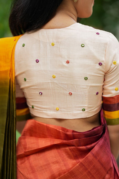 Multi pure tussar silk saree