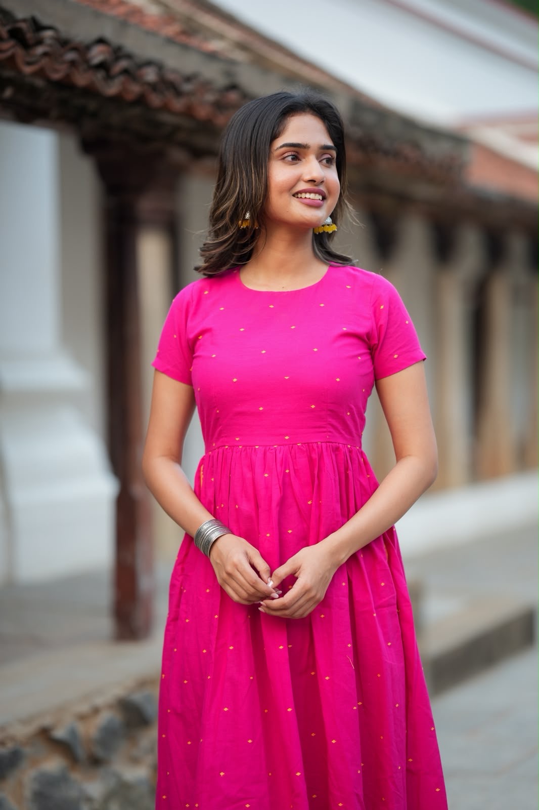 Pink cotton double layered maxi top