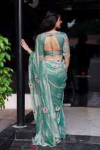 Sea blue tissue hand made saree & blouse