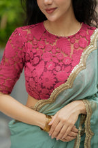 Deep pink cotton embroidery blouse (only blouse)