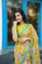 Fenugreek floral organza designer saree