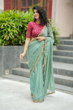 Deep pink cotton embroidery blouse (only blouse)
