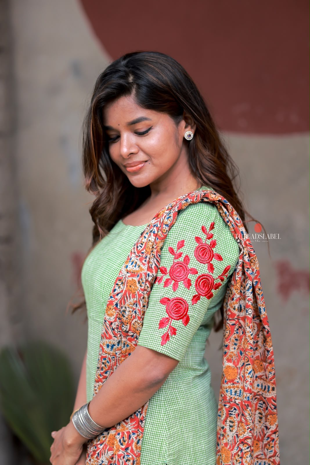 Green cotton 3 piece salwar set