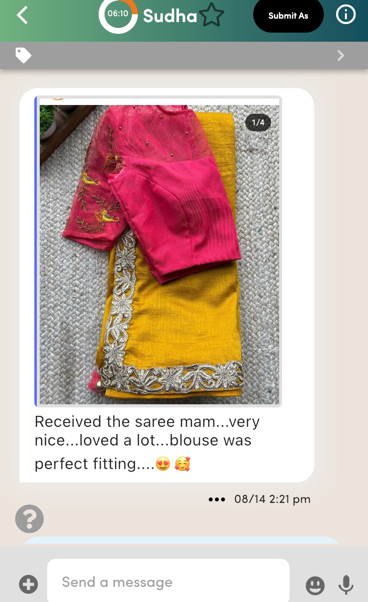 Pink silk netted bird handwork blouse (Only blouse )