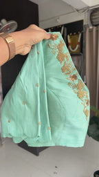 Cyan blue handmade Blouse (only blouse)