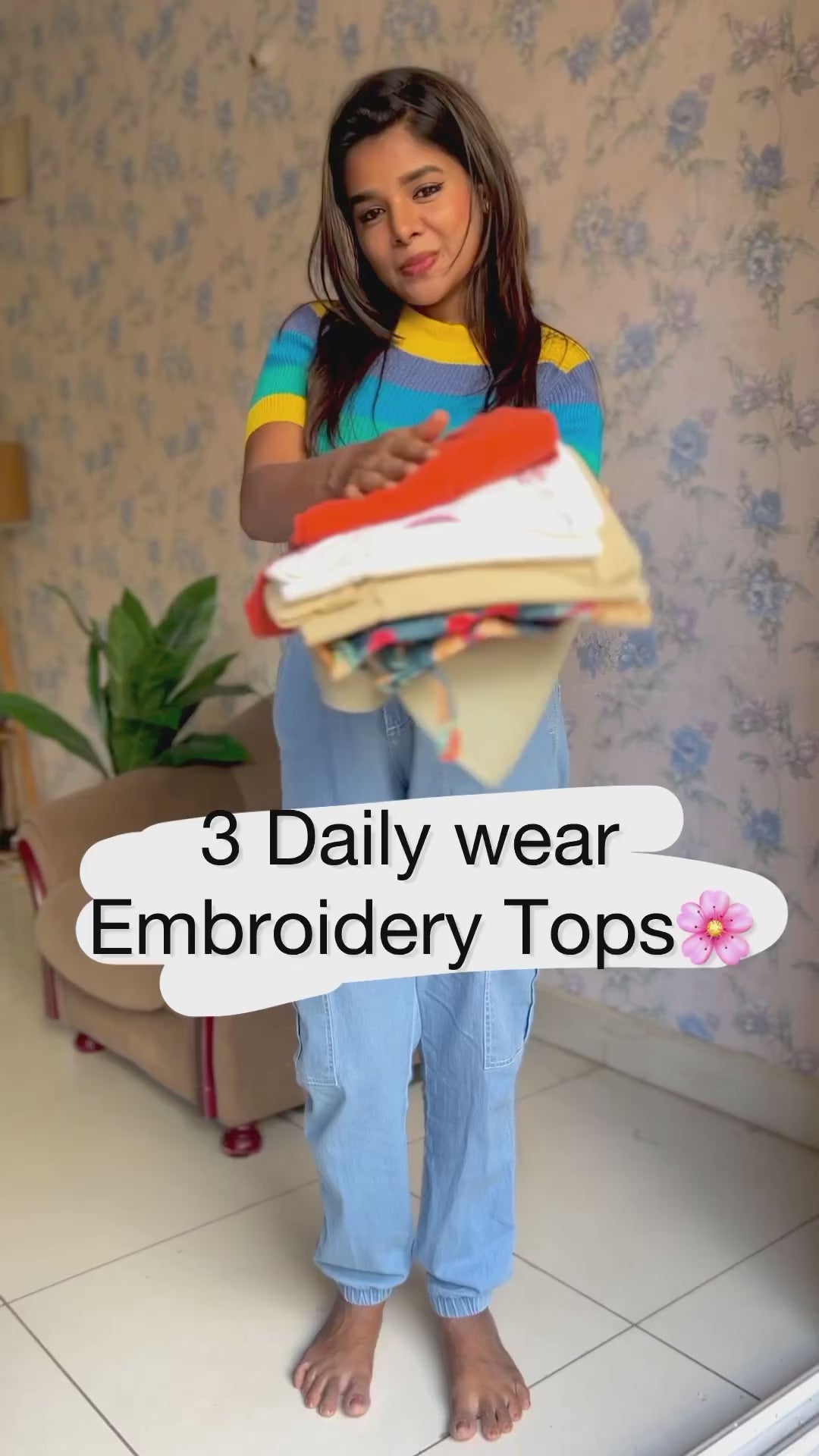 Light green cotton embroidery kurti top