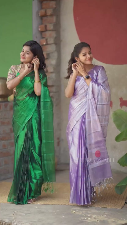 Lavender soft tissue saree with embroidered blouse