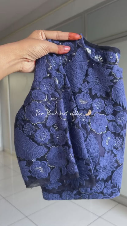 Blue thread embroidered blouse (only blouse)