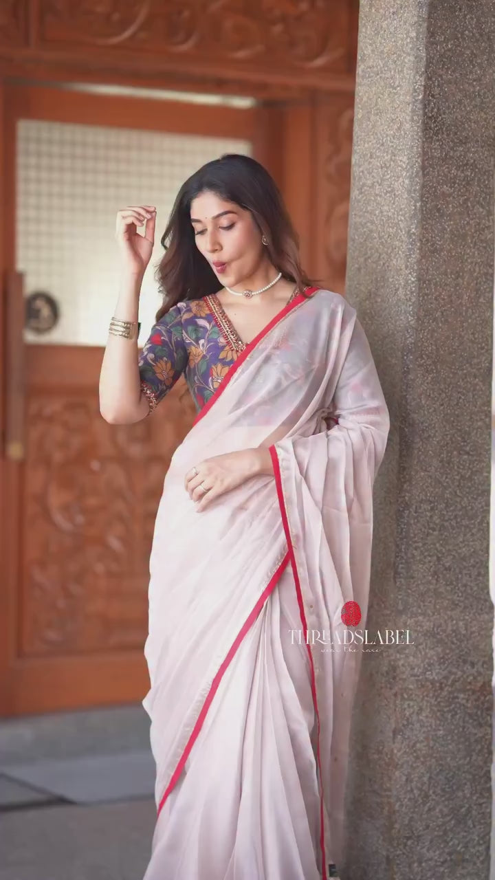 Blue kalamkari hand work blouse (only blouse)