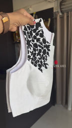 White silk shoulder hand embroidery blouse (only blouse)