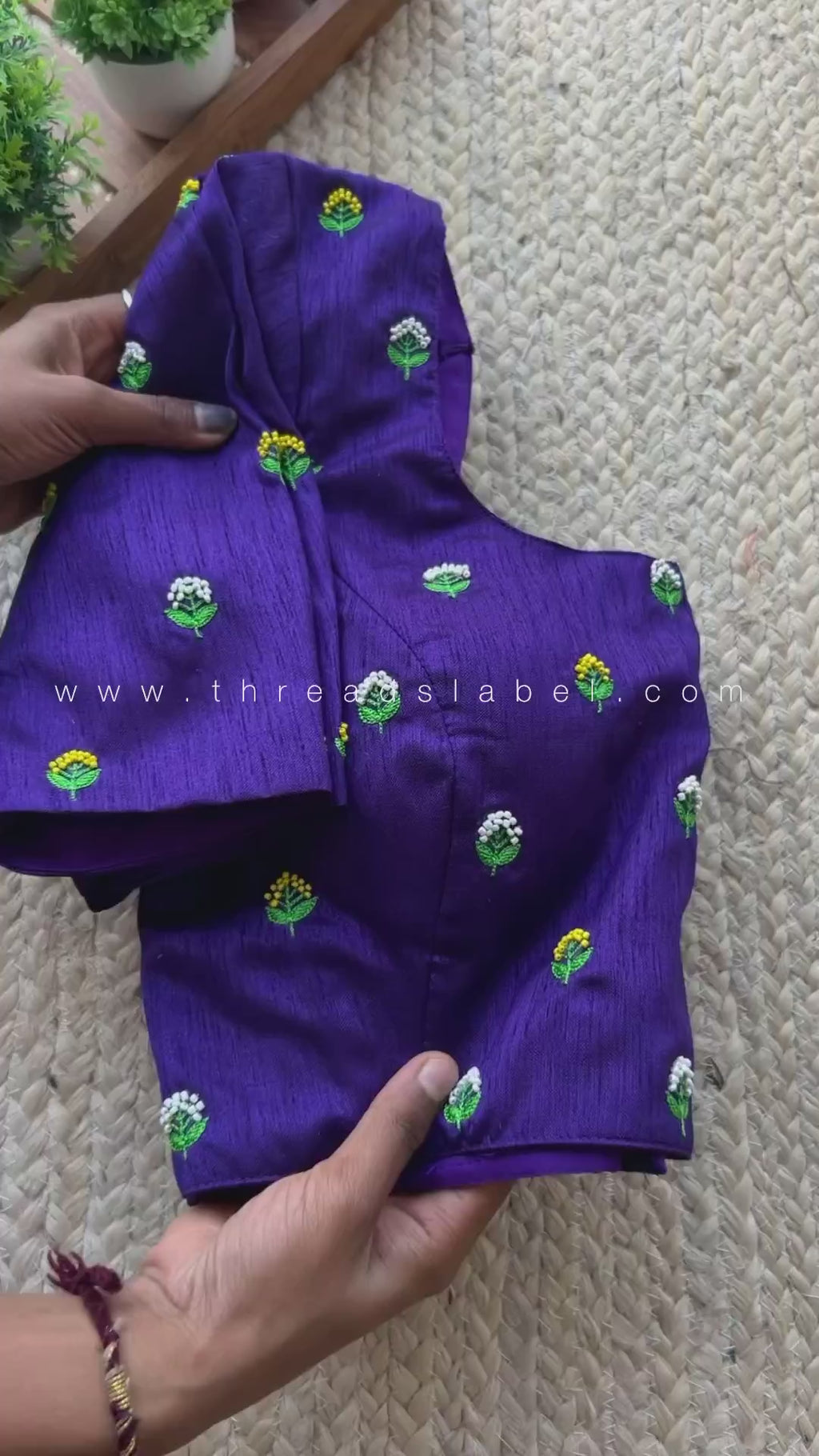 Pink silk thread handwork blouse