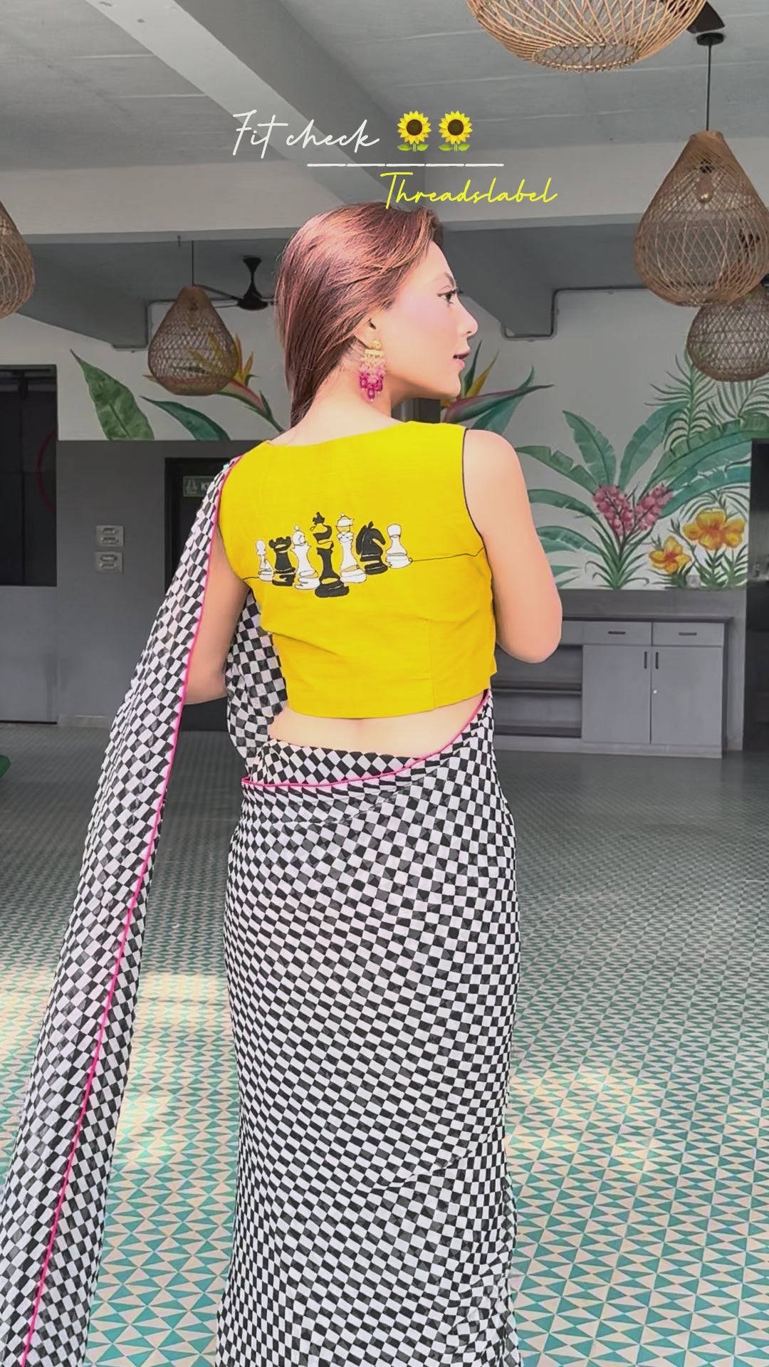 Blue mul chanderi saree with mirror work blouse