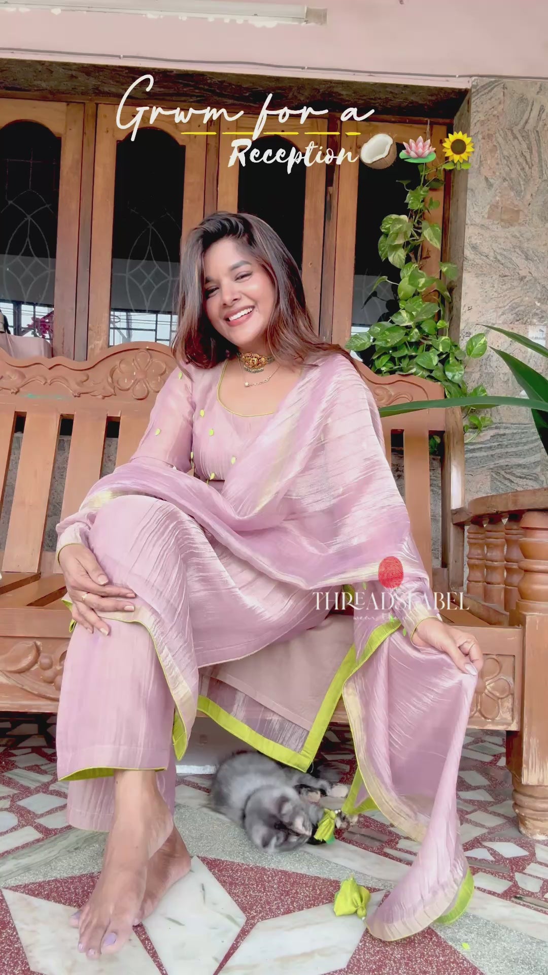 Pink tissue embroidery salwar