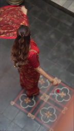 Maroon chiffon floral saree with hand work blouse