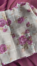 Pink soft tissue saree with cotton embroidery blouse