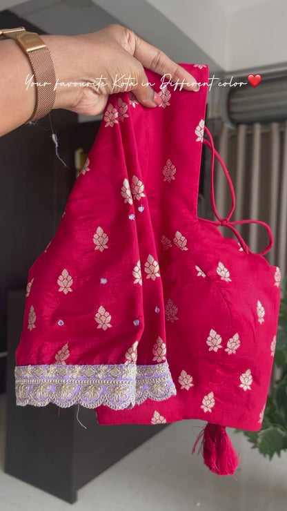 Lavender kota embroidery saree with maroon blouse