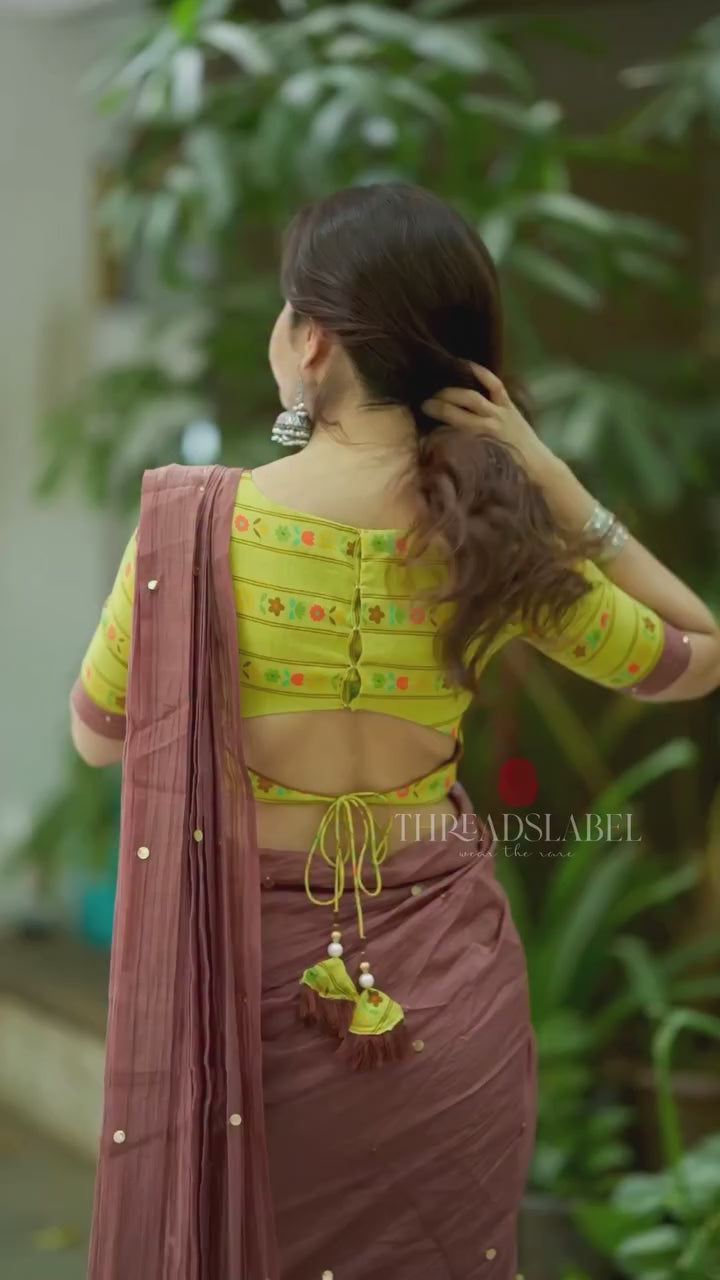 Lime yellow floral print blouse (Only blouse)