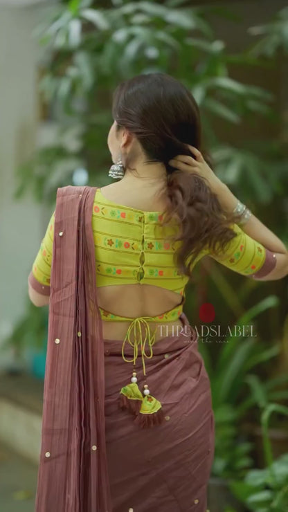 Lime yellow floral print blouse (Only blouse)