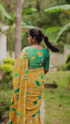 Green tissue hand work blouse (only blouse)