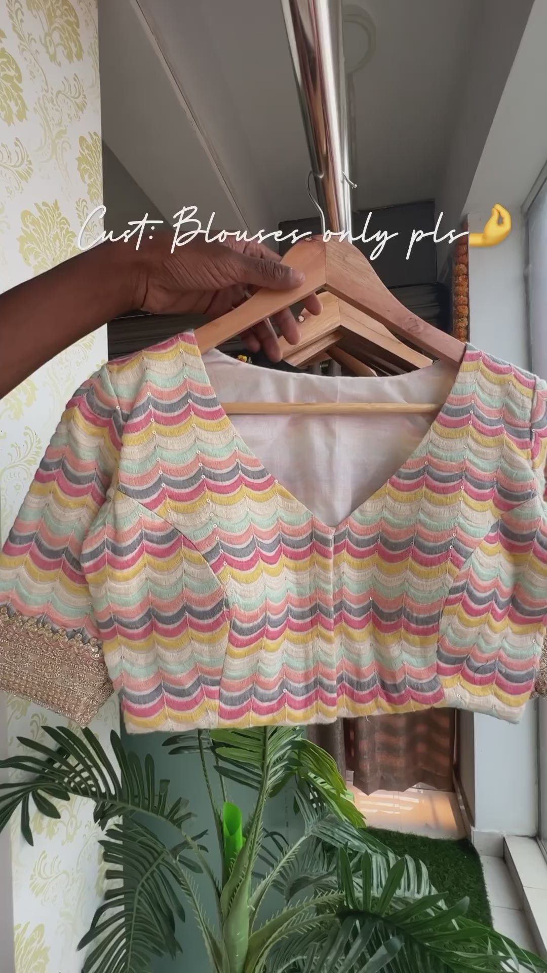 Silver tissue mirror embroidery work blouse