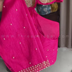 Pink silk intricate beads hand work blouse (only blouse)