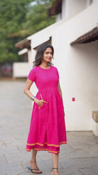 Pink cotton double layered maxi top