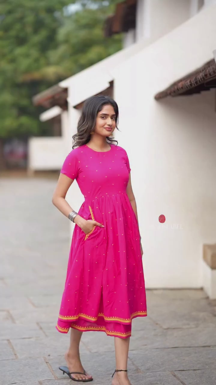 Pink cotton double layered maxi top