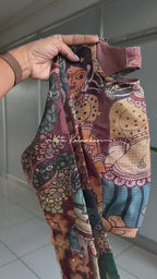 Brown kota kalamkari hand work blouse