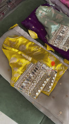 Pista green tissue banarasi mirror blouse (only blouse)