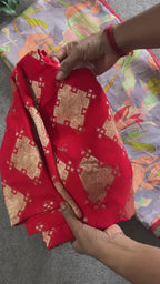 Grey floral soft organza saree with banarasi blouse