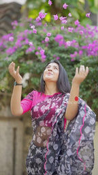 Pink silk hand embroidery work blouse