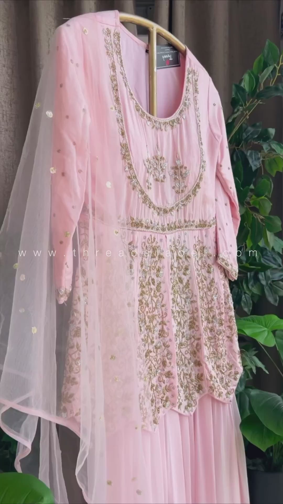 Powder Pink embroidered ethnic lehenga