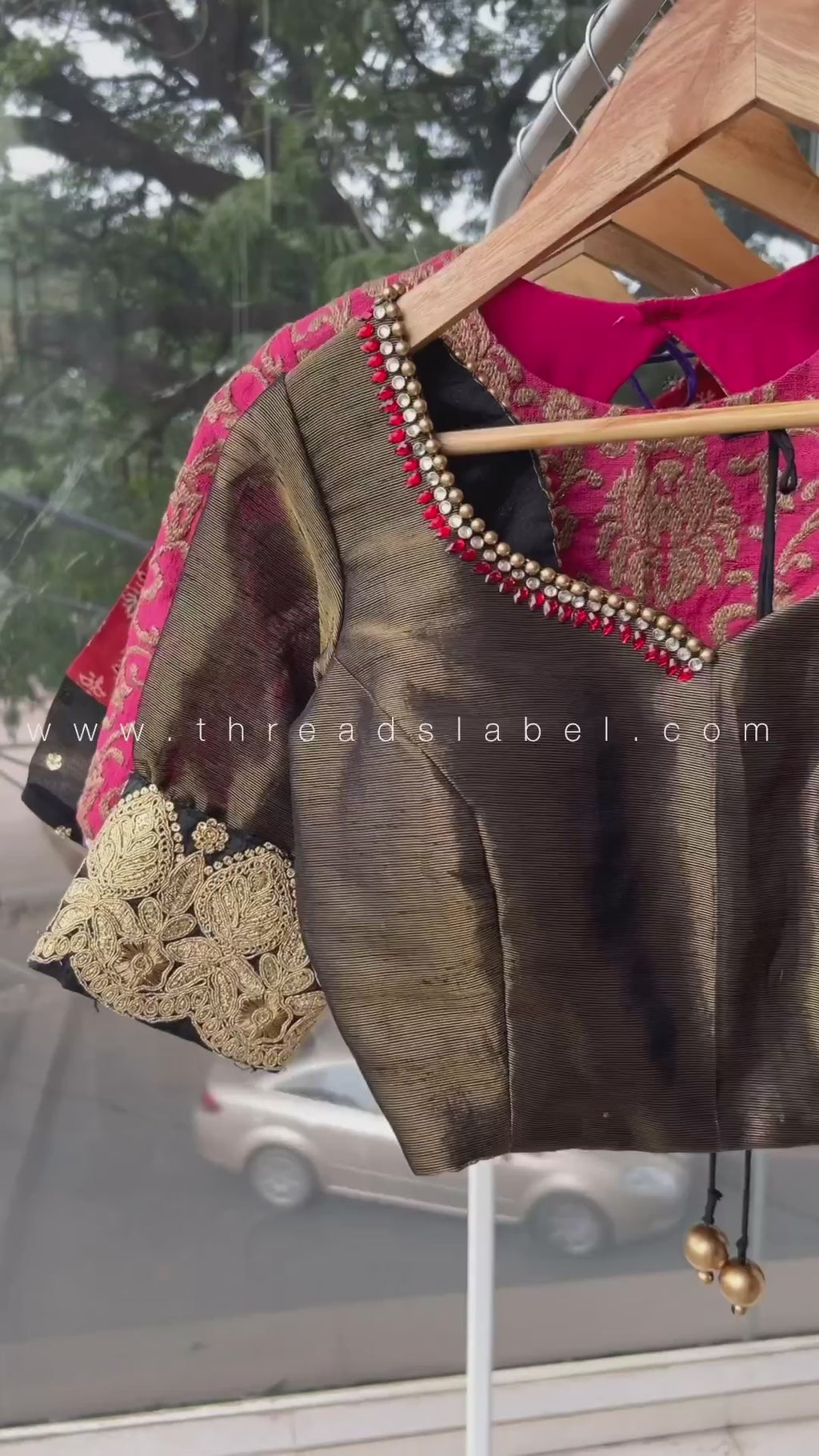 Grey silk embroidered blouse