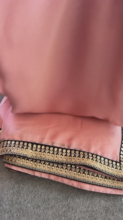 Peach organza saree with satin blouse