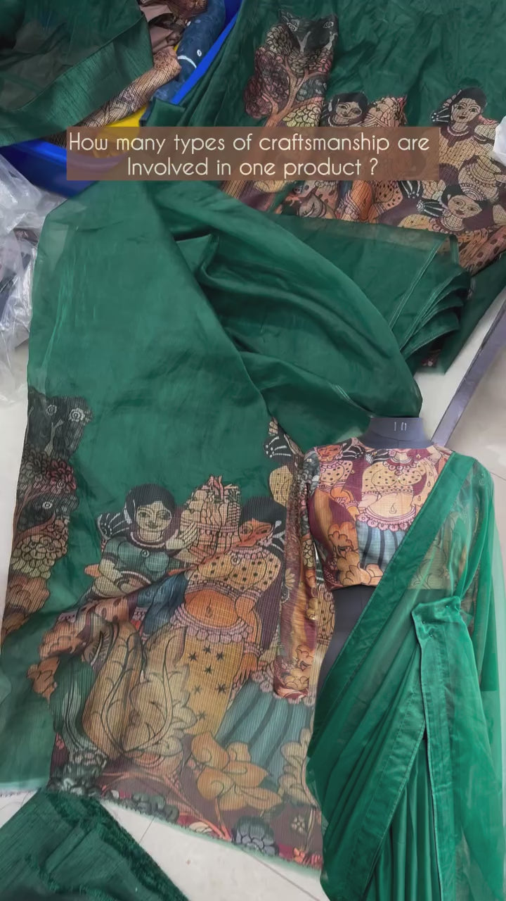 Brown kota kalamkari hand work blouse