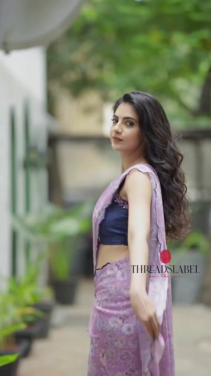 Midnight blue floral hand work blouse (only blouse)