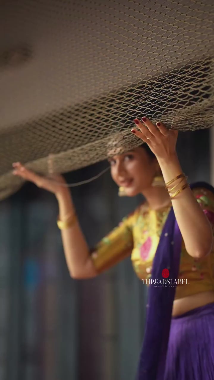 Purple gold embroidery lehenga